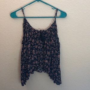 Long-sleeved Floral Open Shoulder Top